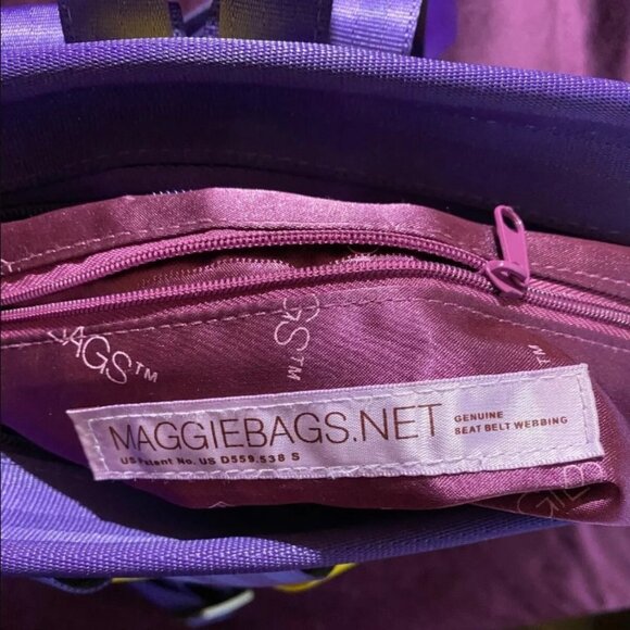 Maggie Bags Seatbelt Backpack Purse Lakers Purple Yellow Preowned - Picture 3 of 5